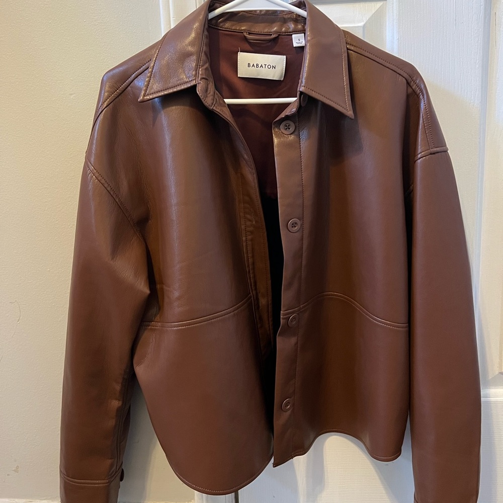 Aritzia Babaton Pelli Hip Shirt Vegan Leather Jacket